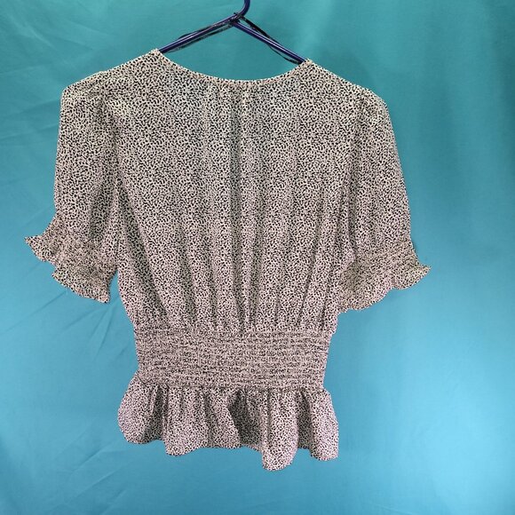 Sienna Sky Ruffle Sleeve Smocked Waist Blouse Size S 100% Polyester - Picture 6 of 10